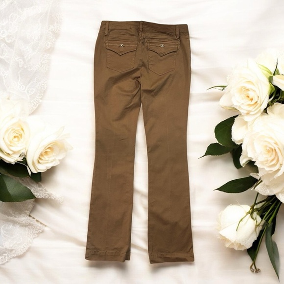 Caché Vintage Y2K Khaki Center Seam Flare Leg Pants Size 4 - Picture 9 of 13
